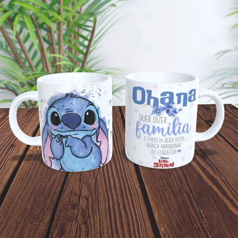 Caneca Stitch Ohana Personalizada com seu nome