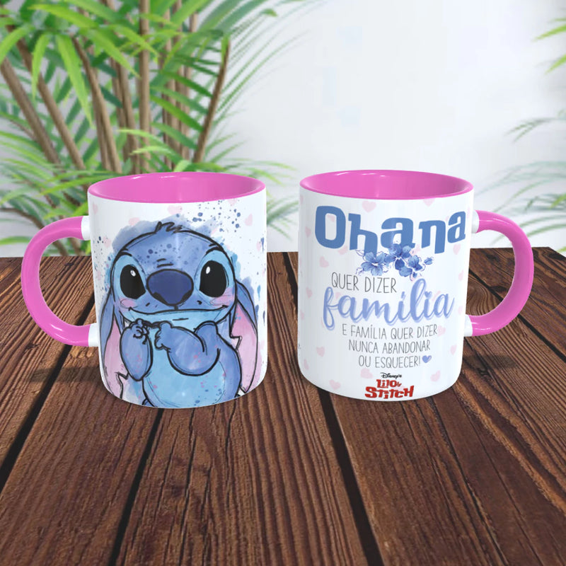 Caneca Stitch Ohana Personalizada com seu nome