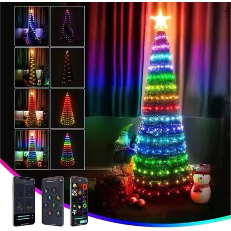 Pisca-pisca de natal em led rgb com controle remoto e aplicativo